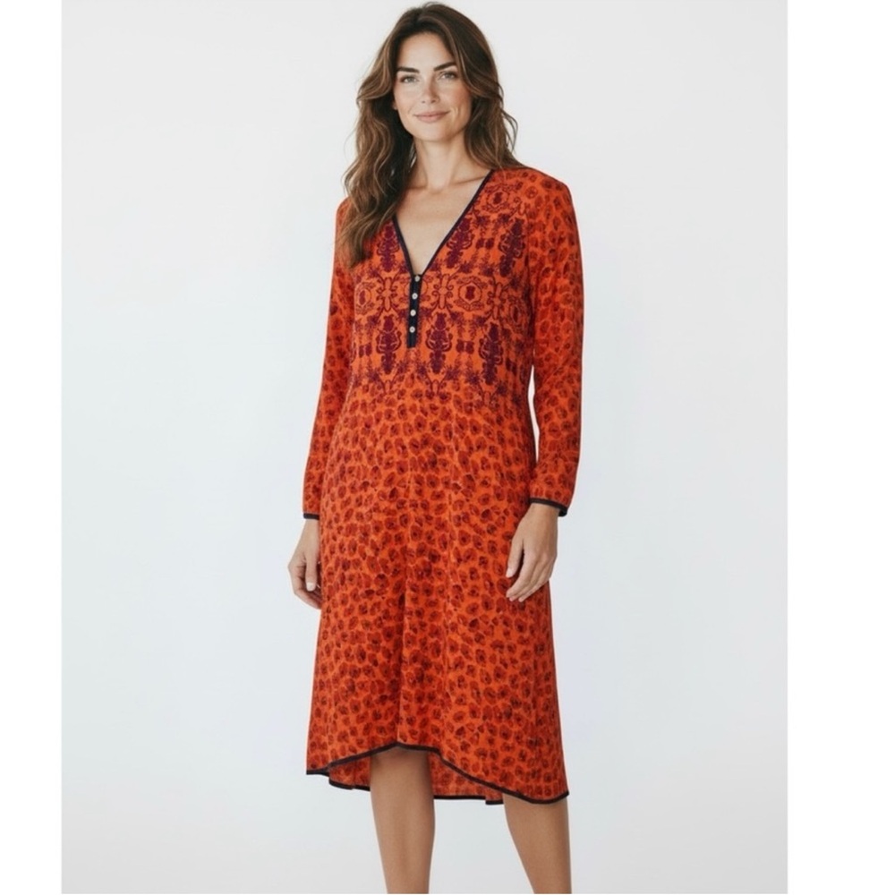 VERONICA BEARD | Animal Print V-Neck High Low Silk Dress Sz. 1 or a Small